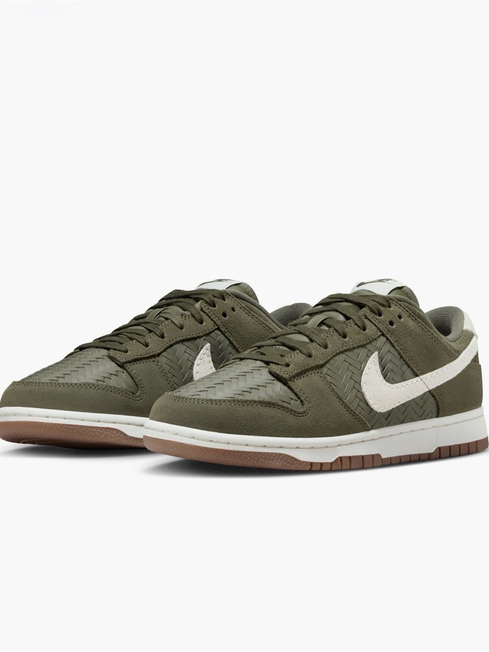 Nike Olive Green Low-Top Sneakers with White Swoosh